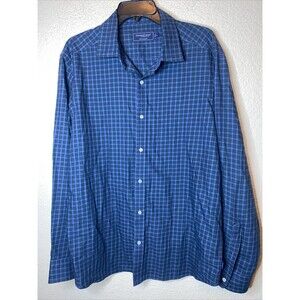 Vineyard Vines With Cashmere Men LARGE Button Shirt Long Sleeve Plaid Green Blue